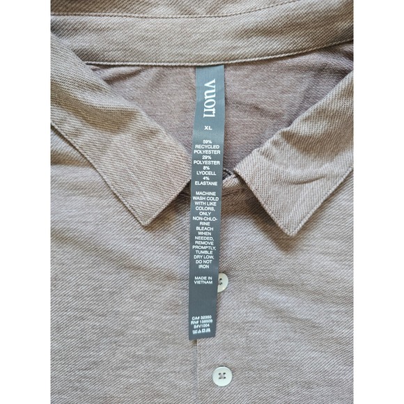 Vuori Men's Knit Twill Polo Heathered Performance Moisture Wicking Shirt Size XL - Picture 4 of 5